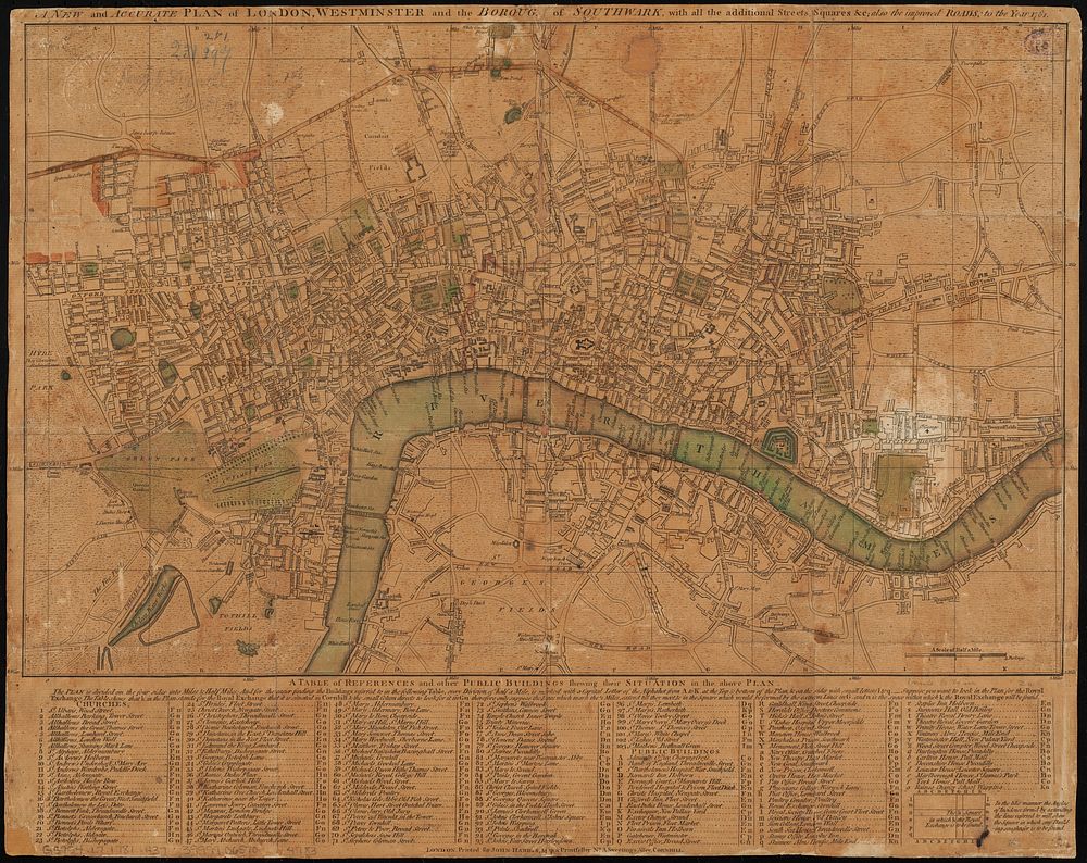             A new and accurate plan of London, Westminster and the Borough of Southwark, with all the additional streets…