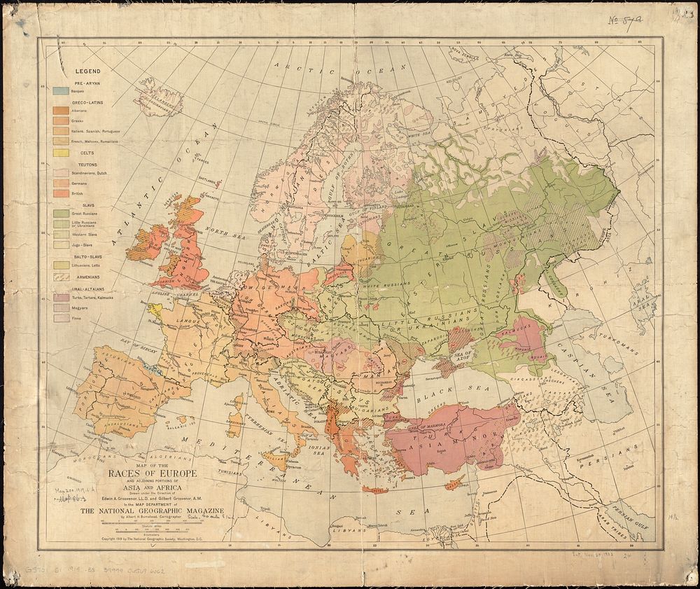             Map of the races of Europe and adjoining portions of Asia and Africa          