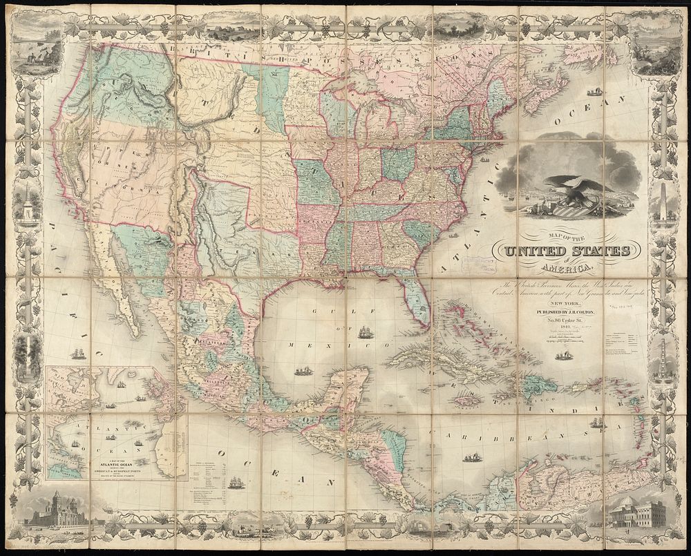             Map of the United States of America, the British Provinces, Mexico, the West Indies and Central America, with…