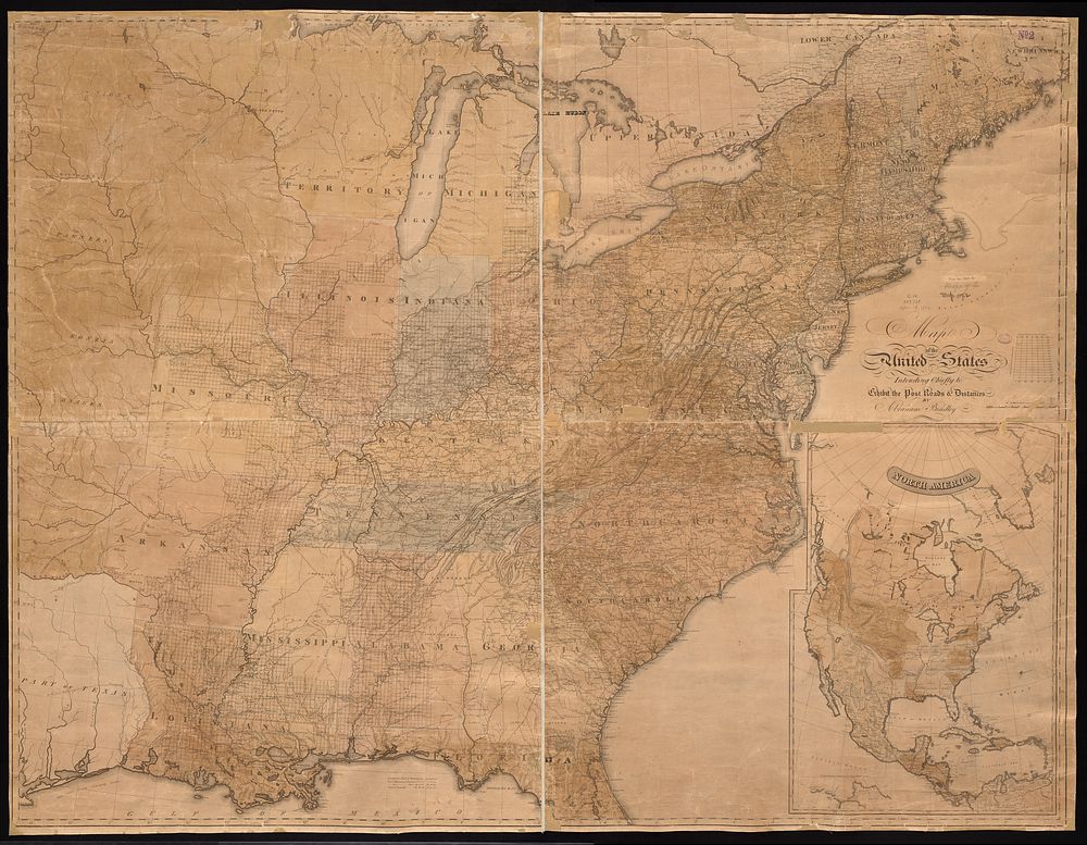            Map of the United States : intending chiefly to exhibit the post roads & distances          