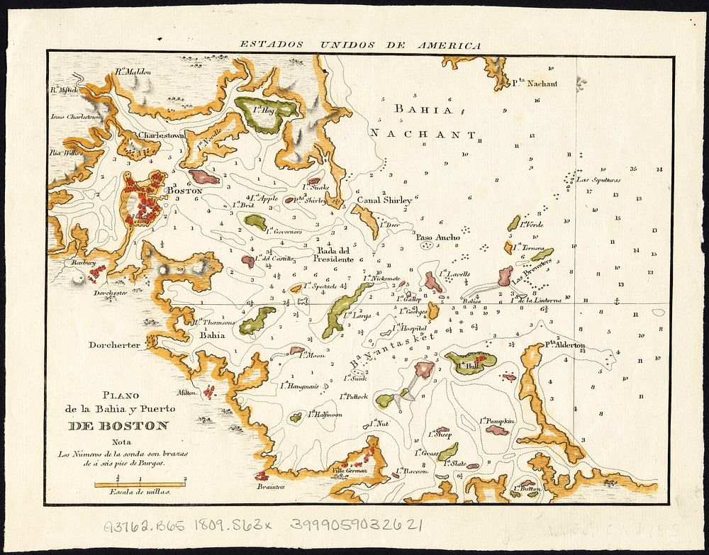             Plano de la bahia y puerto de Boston          