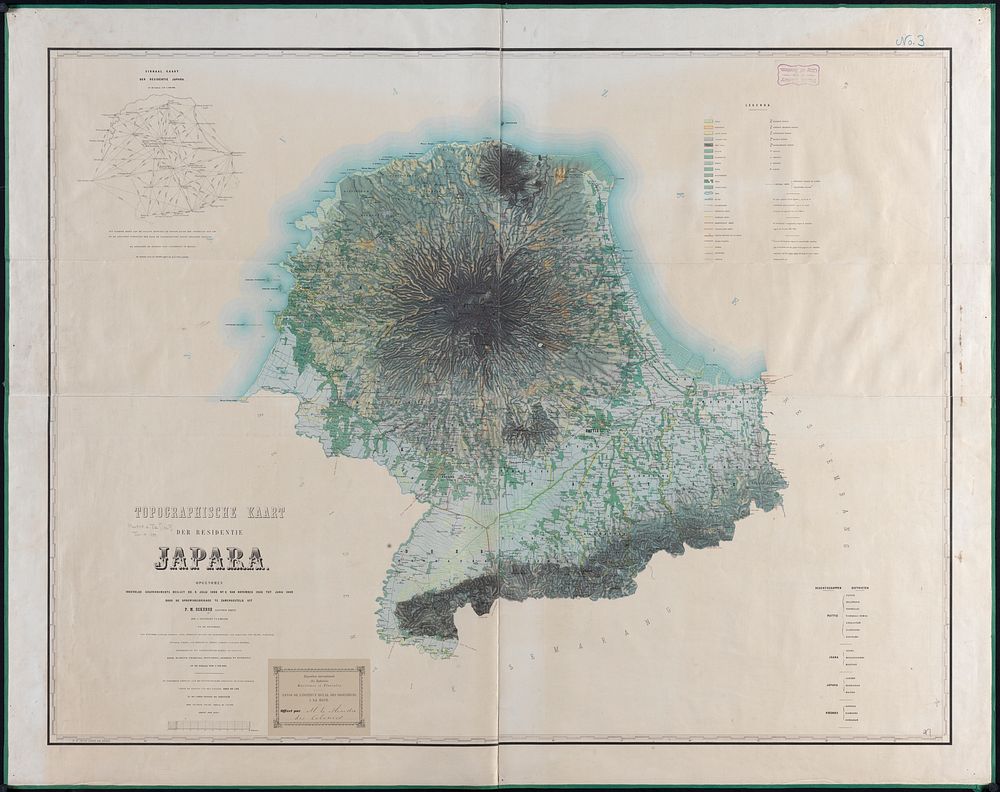             Topographische kaart der residentie Japara : opgenomen ingevolge gouvernements besluit dd. 6 Julij 1866 no. 8…