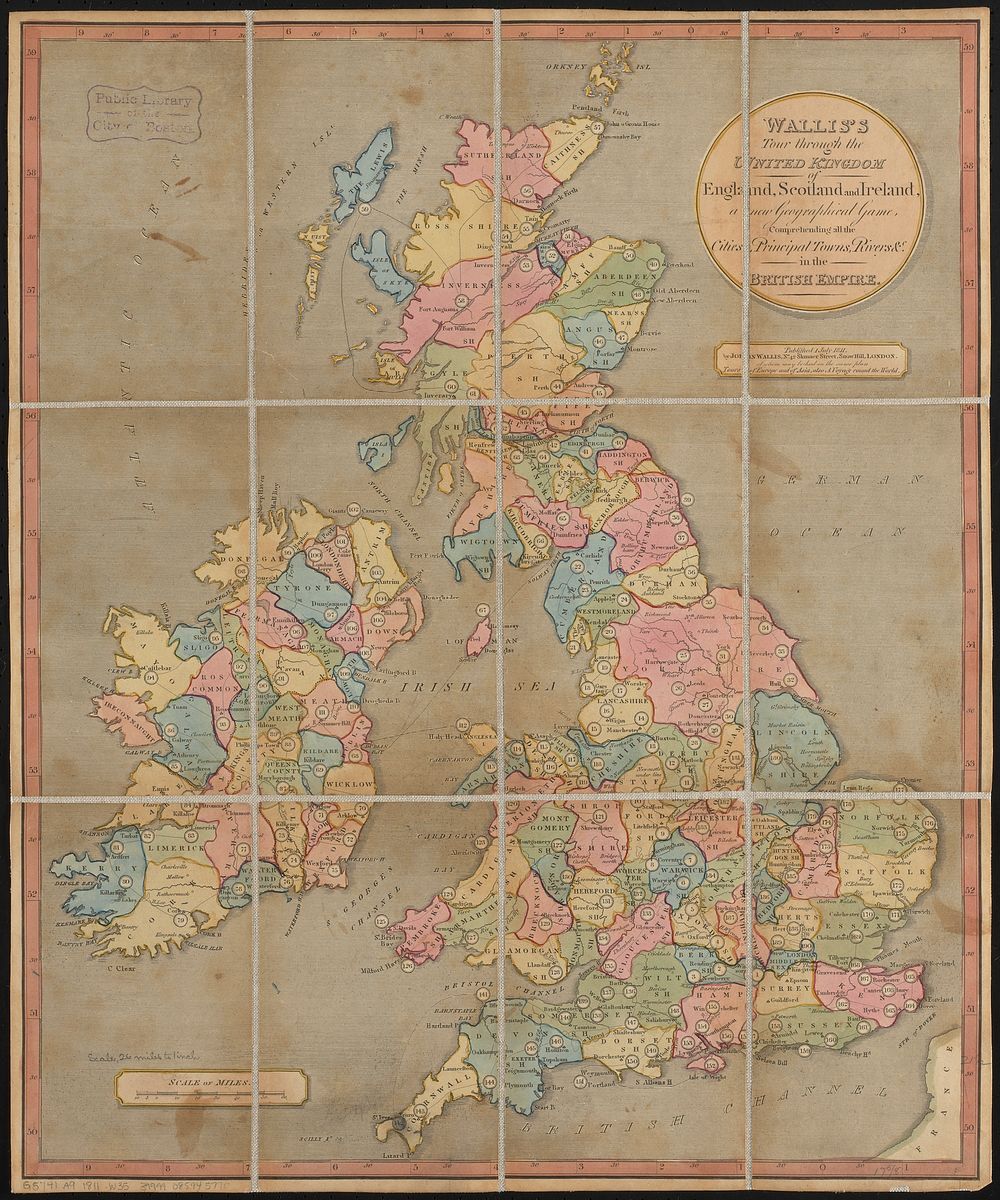             Wallis's tour through the United Kingdom of England, Scotland and Ireland, a new geographical game…