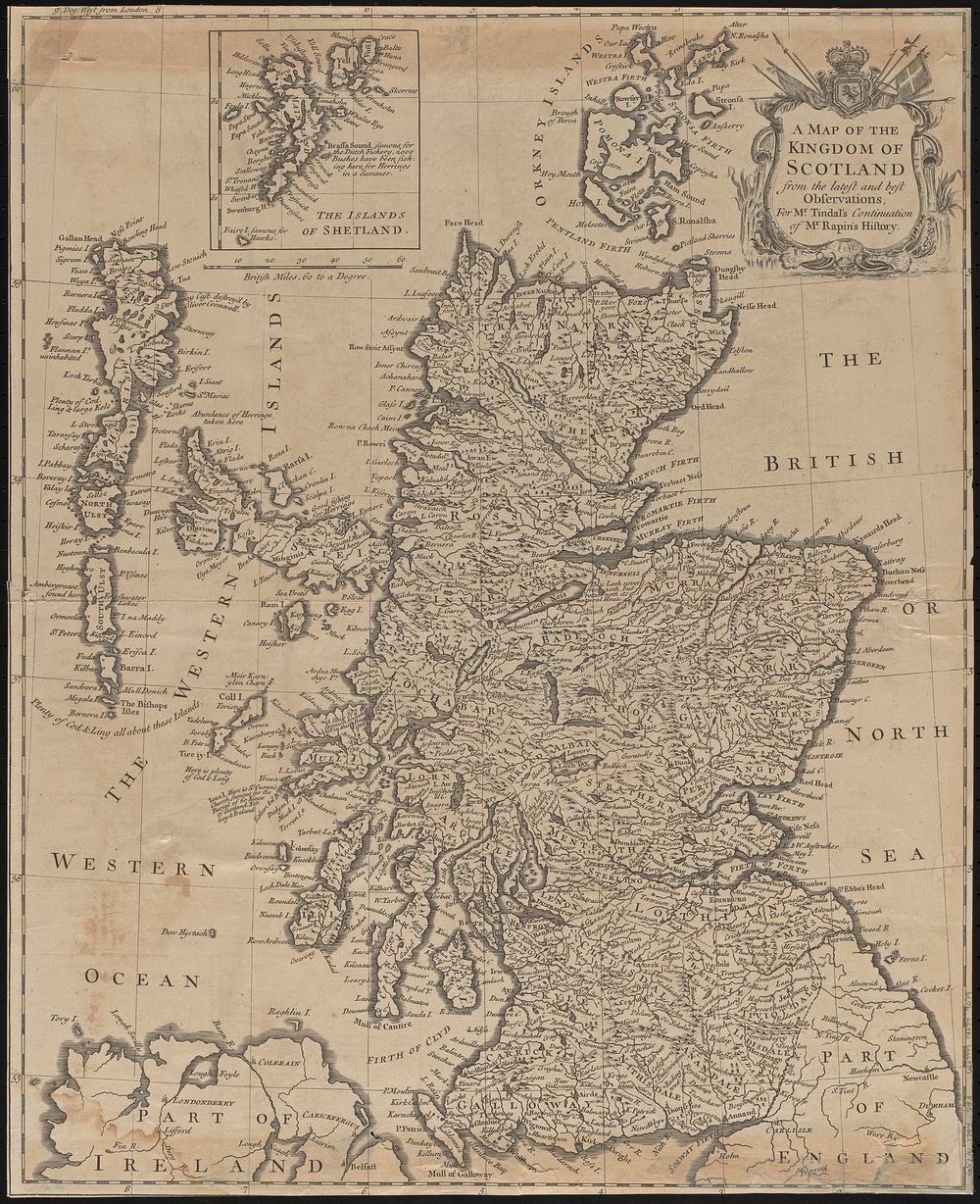             A map of the kingdom of Scotland from the latest and best observations, for Mr. Tindal's Continuation of Mr.…
