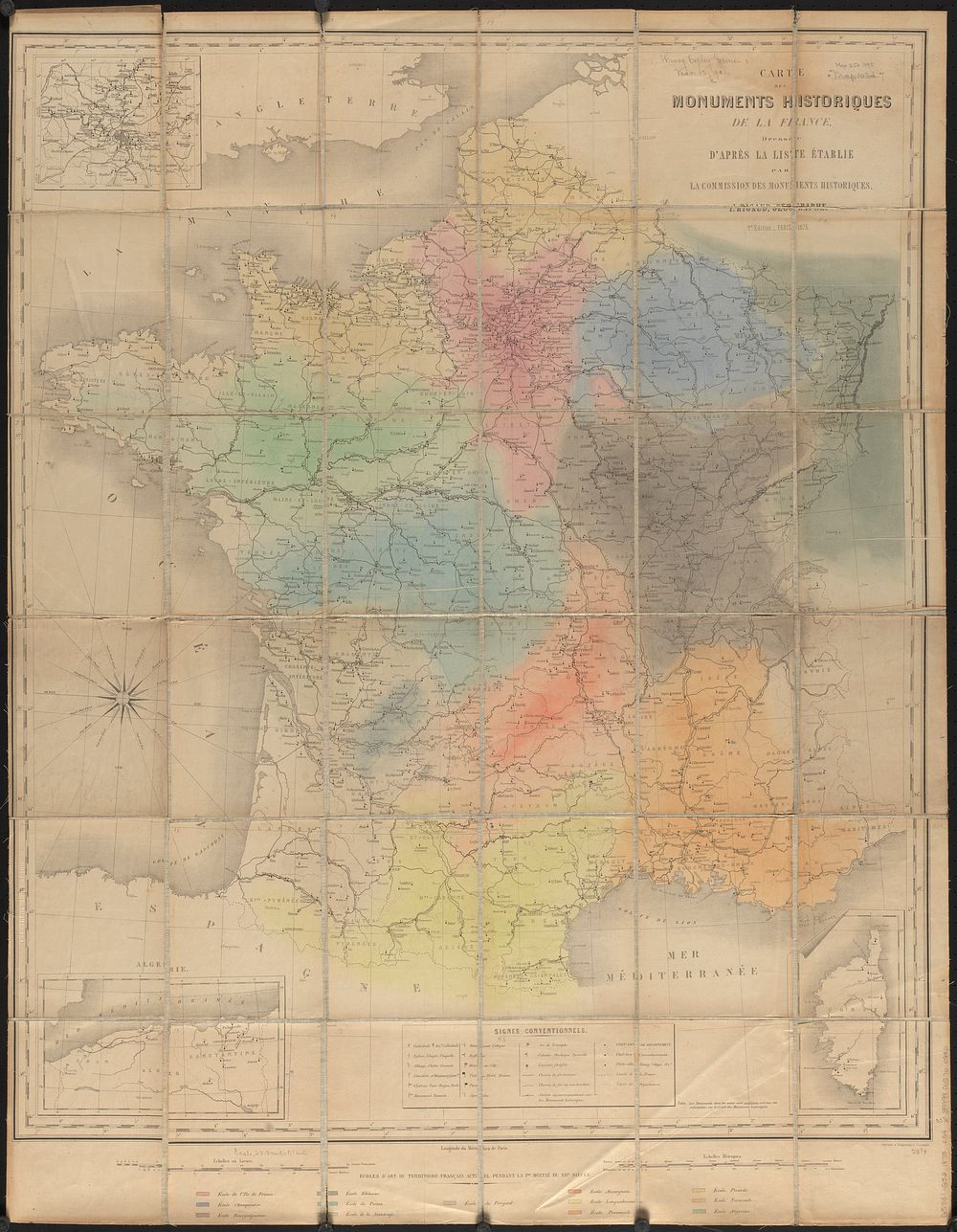             Carte des monuments historiques de la France, dressée d'après la liste établie par la Commission des…