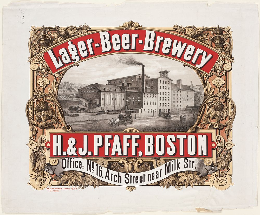             Lager - beer - brewery, H. & J. Pfaff, Boston          