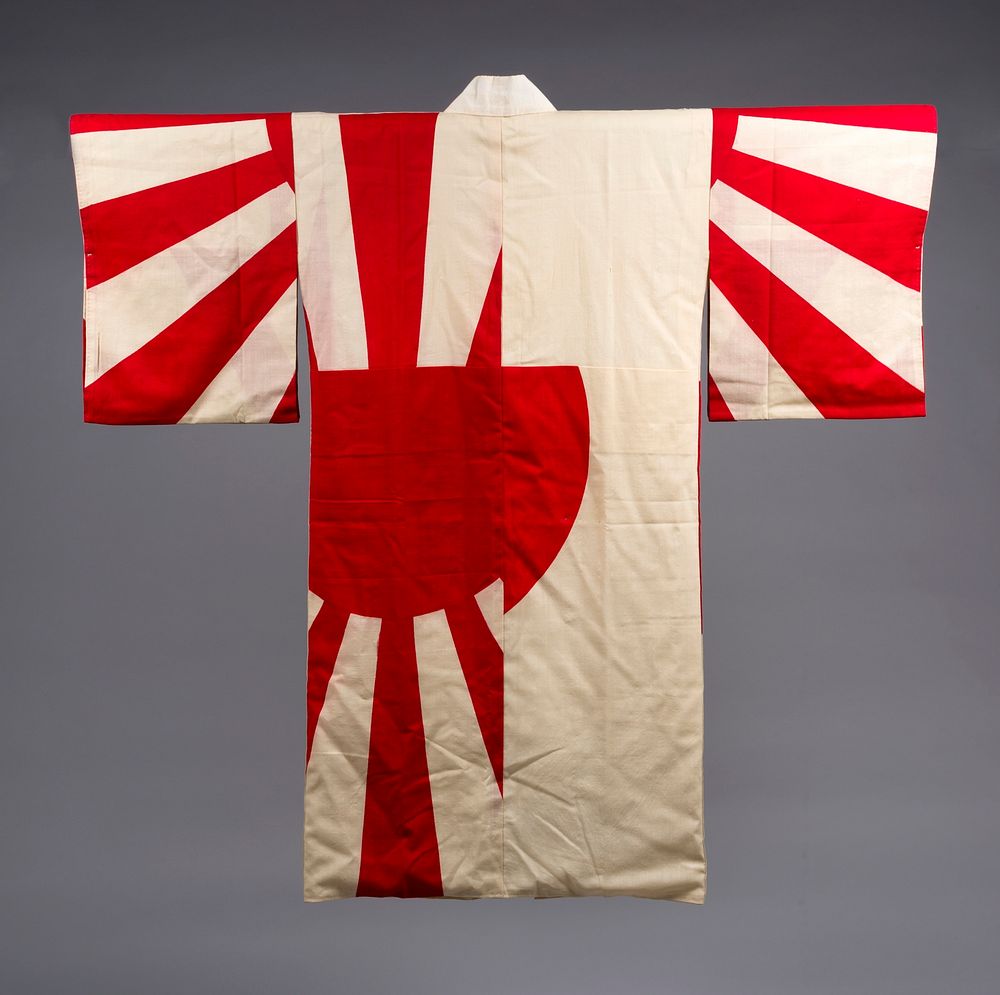 Woman’s Underrobe (nagajuban) with Design of Japanese Rising Sun Flags