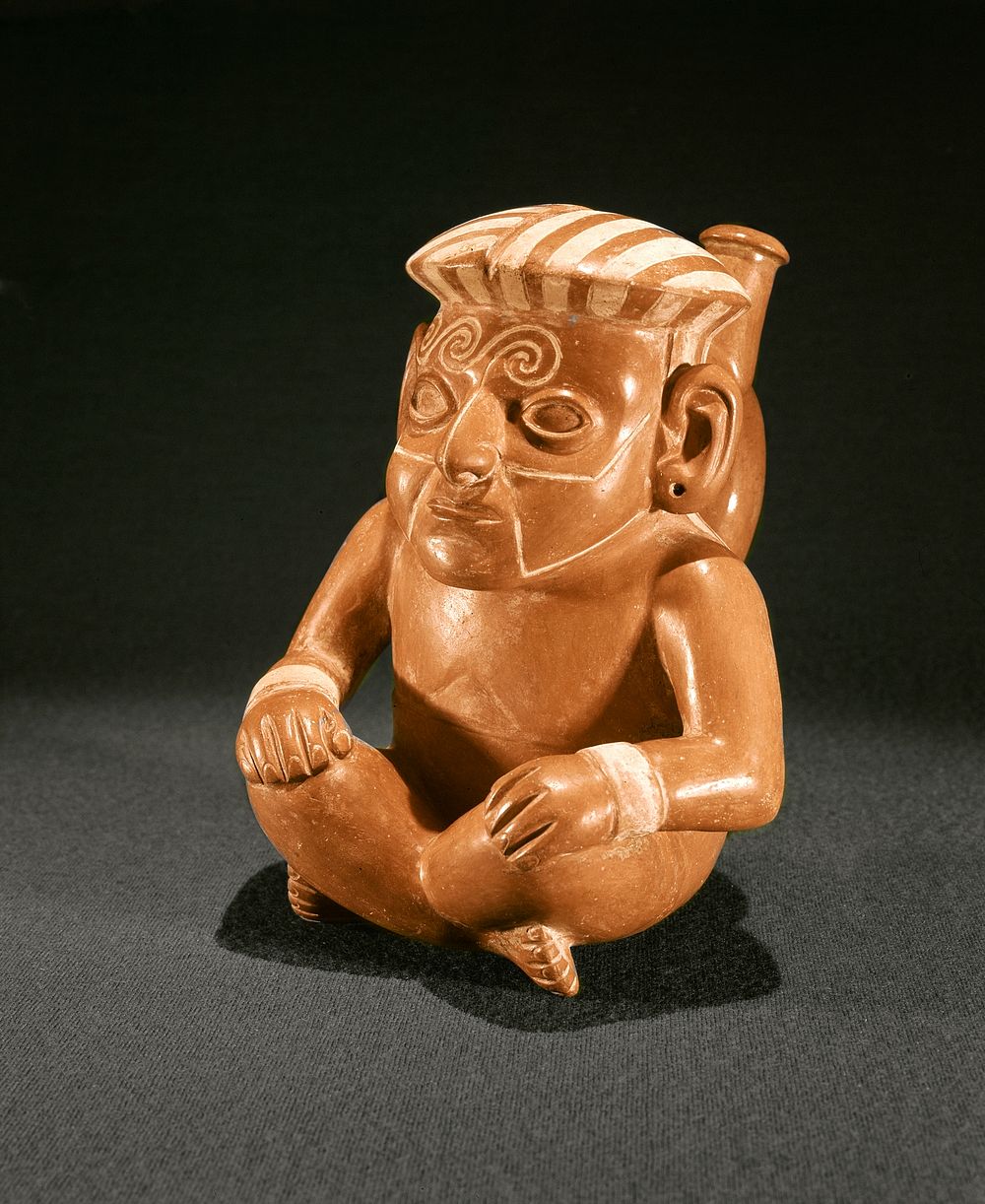 Stirrup Spout Vessel in the Form of a Seated Male Figure