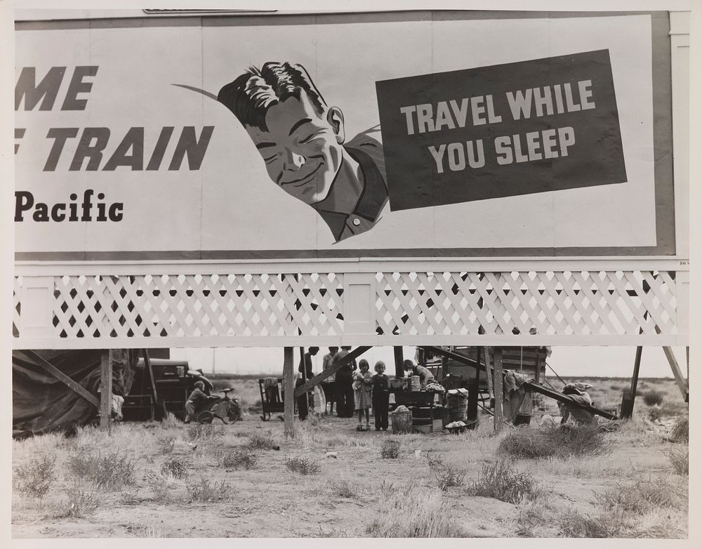 Dorothea Lange's Billboard Along U.S. 99 Behind Which Three Destitute Families of Migrants are Camped. Kern County…