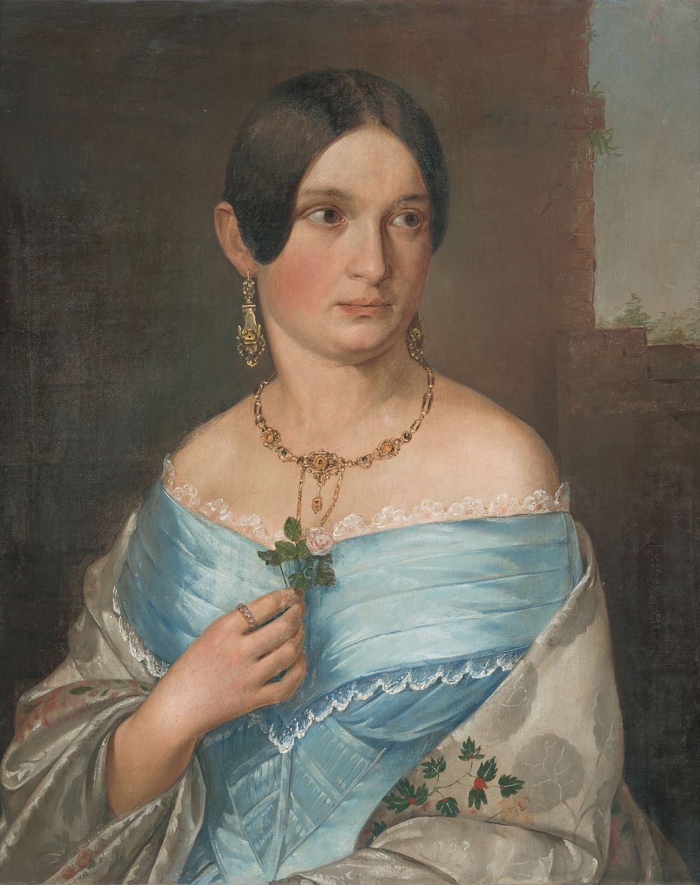 Portrait of a lady with a rose