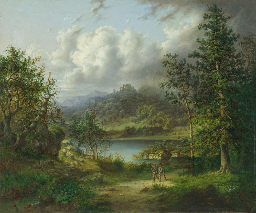 A landscape with a ruined castle, Károly Telepy