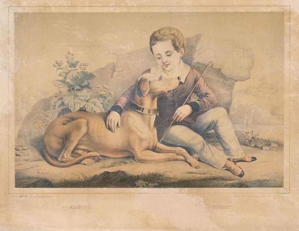 A boy with a dog, Eduard Gustav May