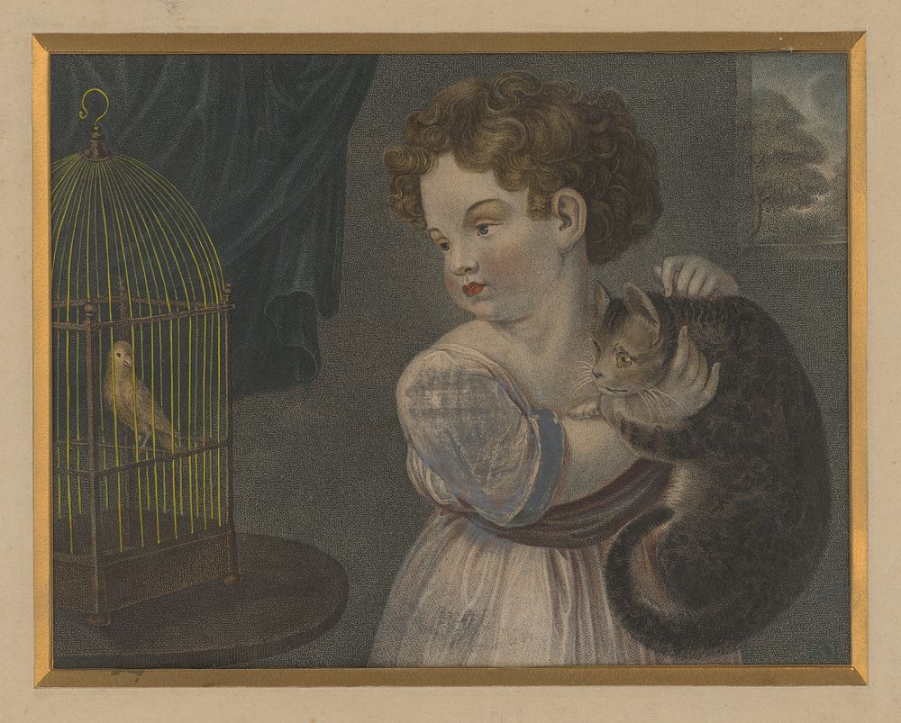 Little girl with a cat