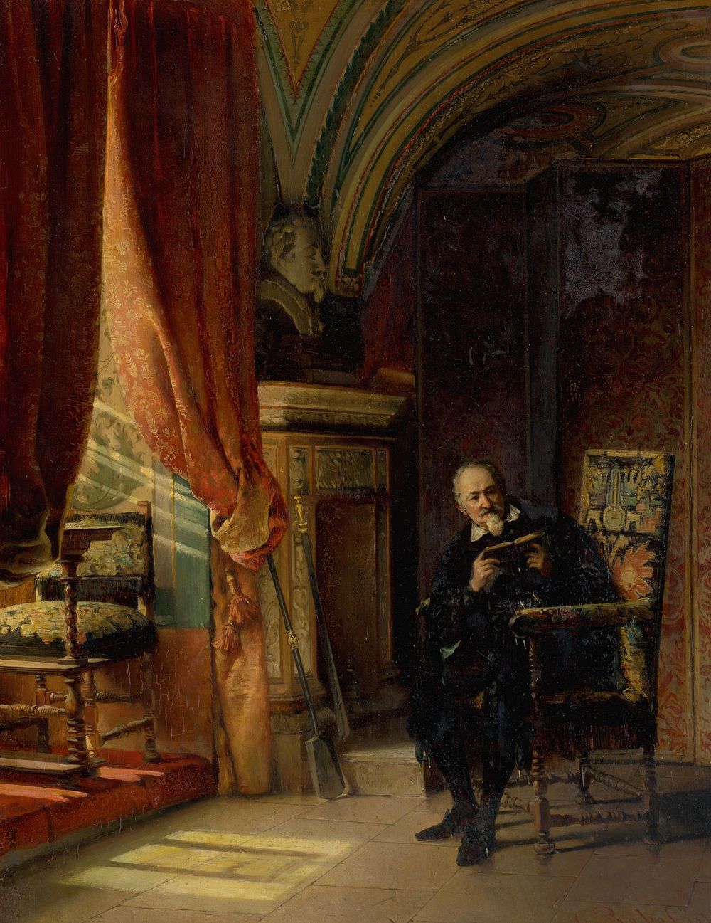 Interior with man reading, Karl Probst