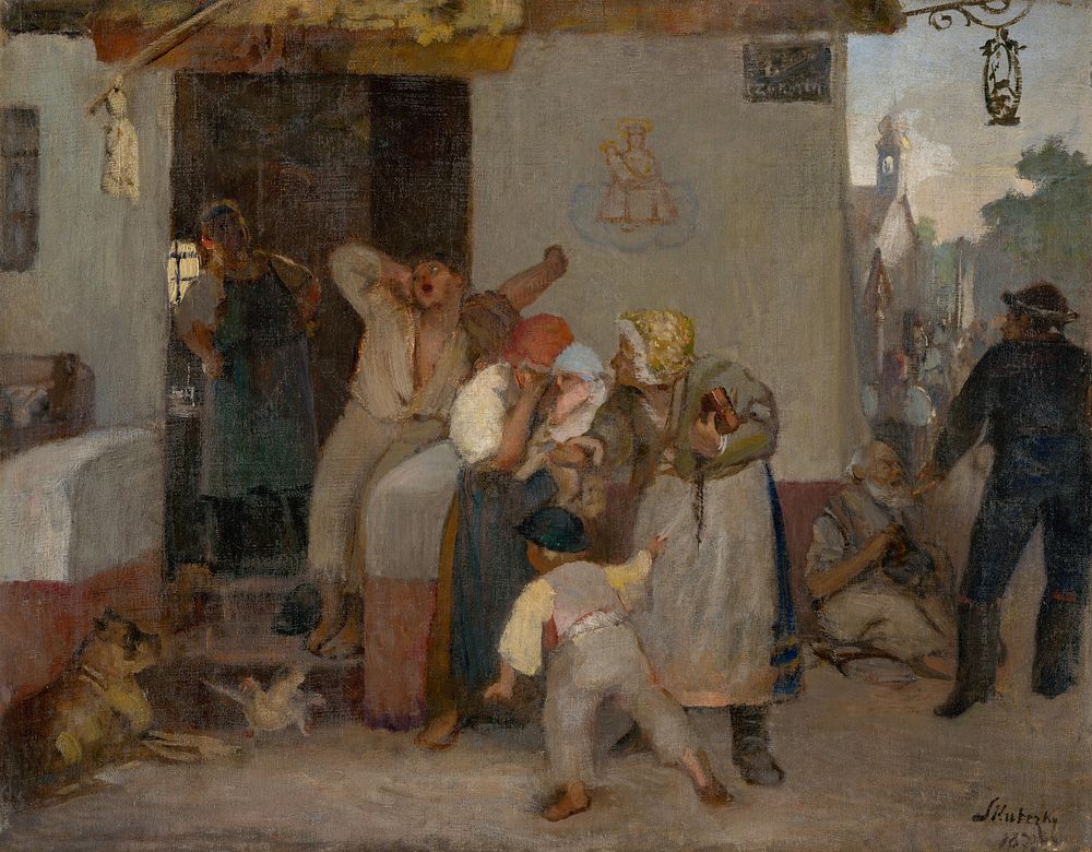 In front of a tavern, Dominik Skutecky