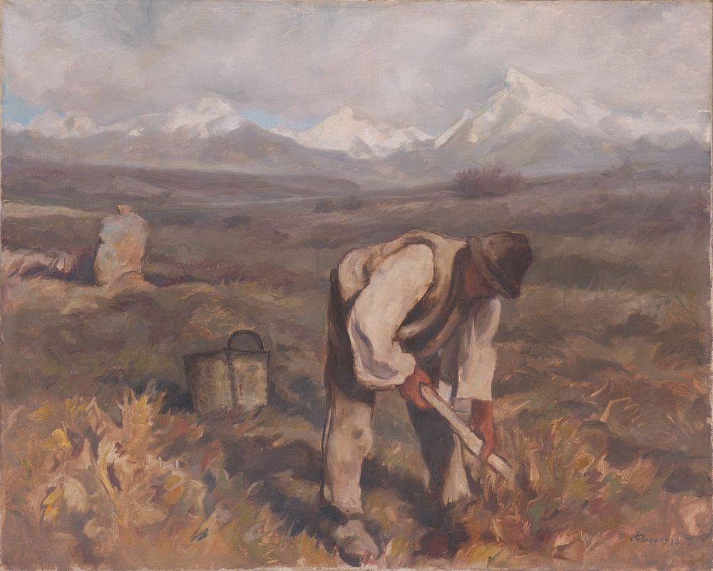 Autumn work (potato digging) by Zolo Palugyay