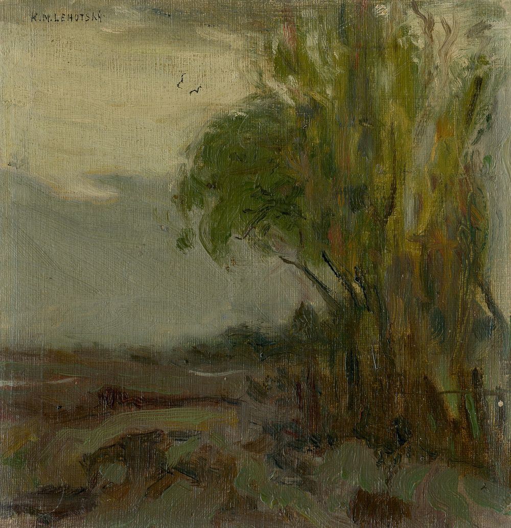 Sketch of a landscape with a tree in a foreground, Karol Miloslav Lehotský