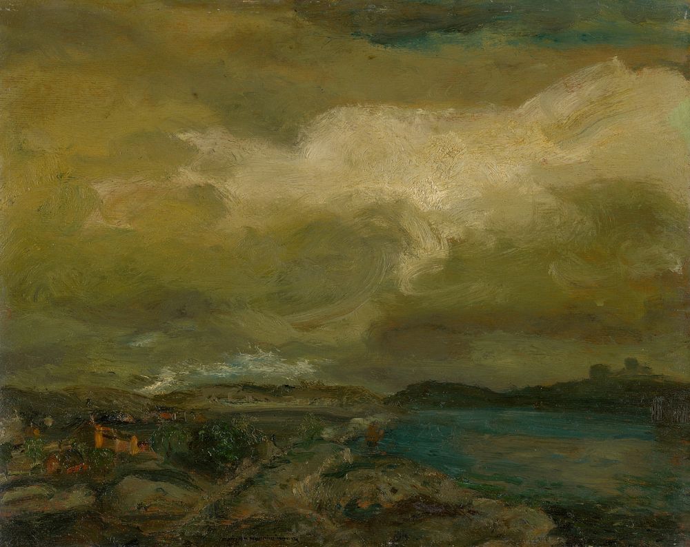 Landscape during storm, Guszt&aacute;v Magyar Mannheimer