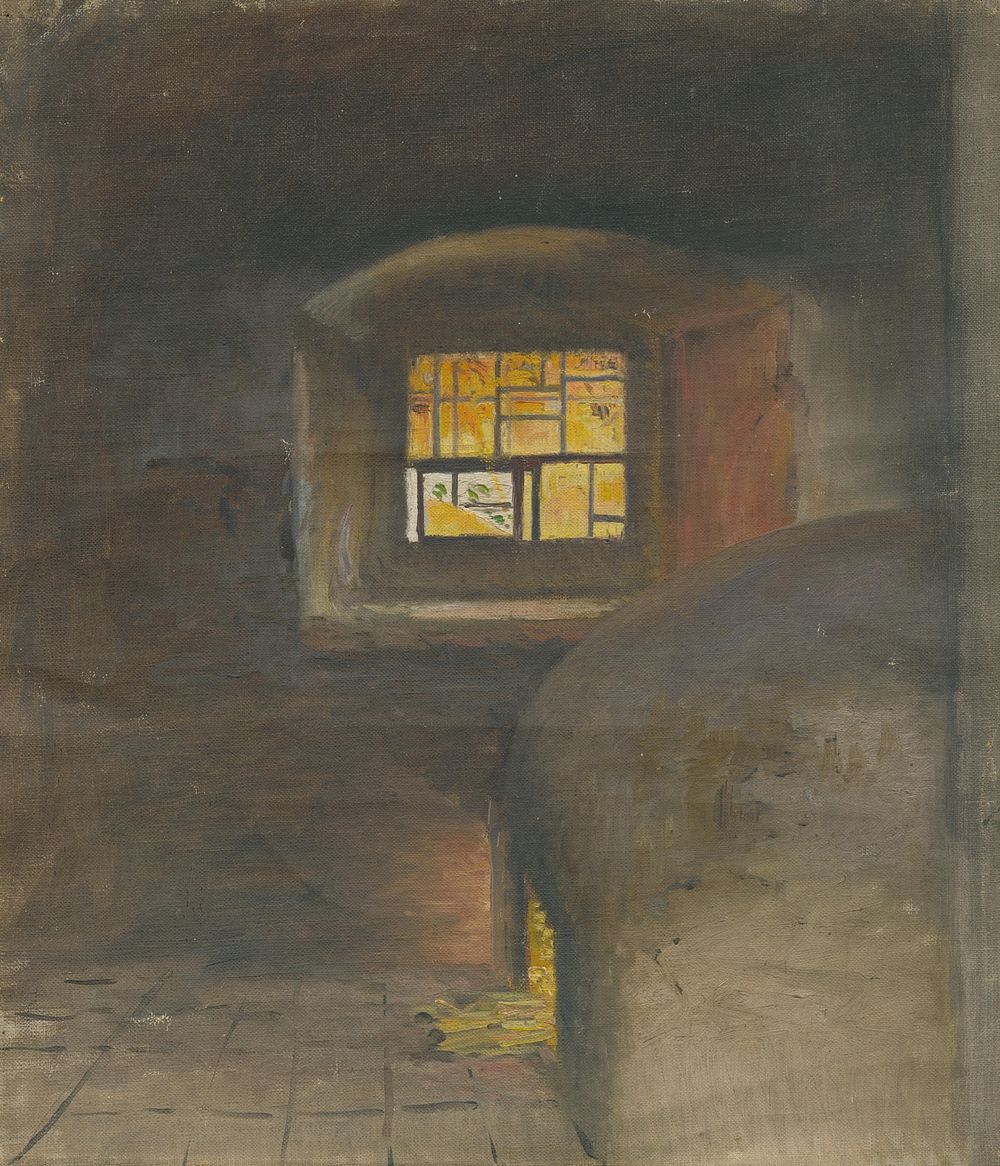 Study of interior with a furnace by Ferdinand Katona