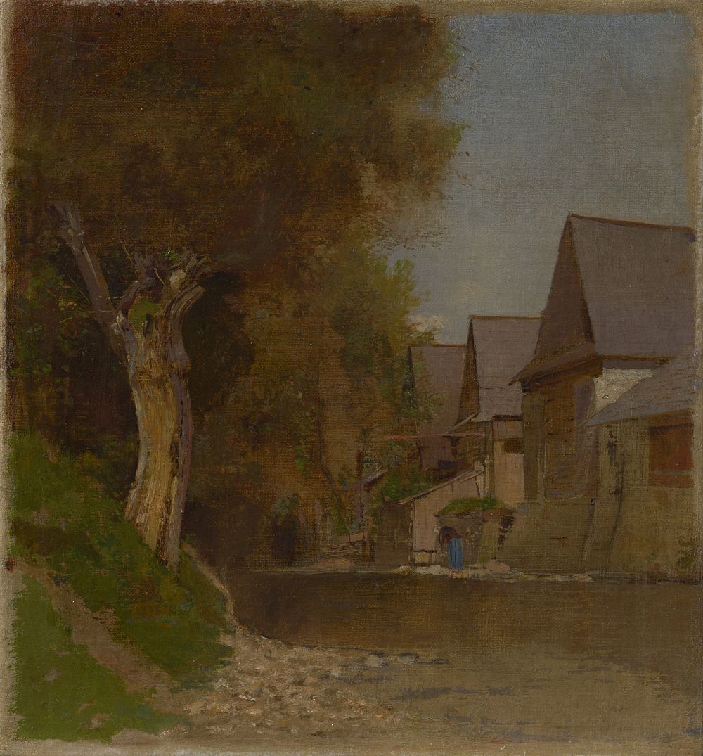 Village by the river by László Mednyánszky