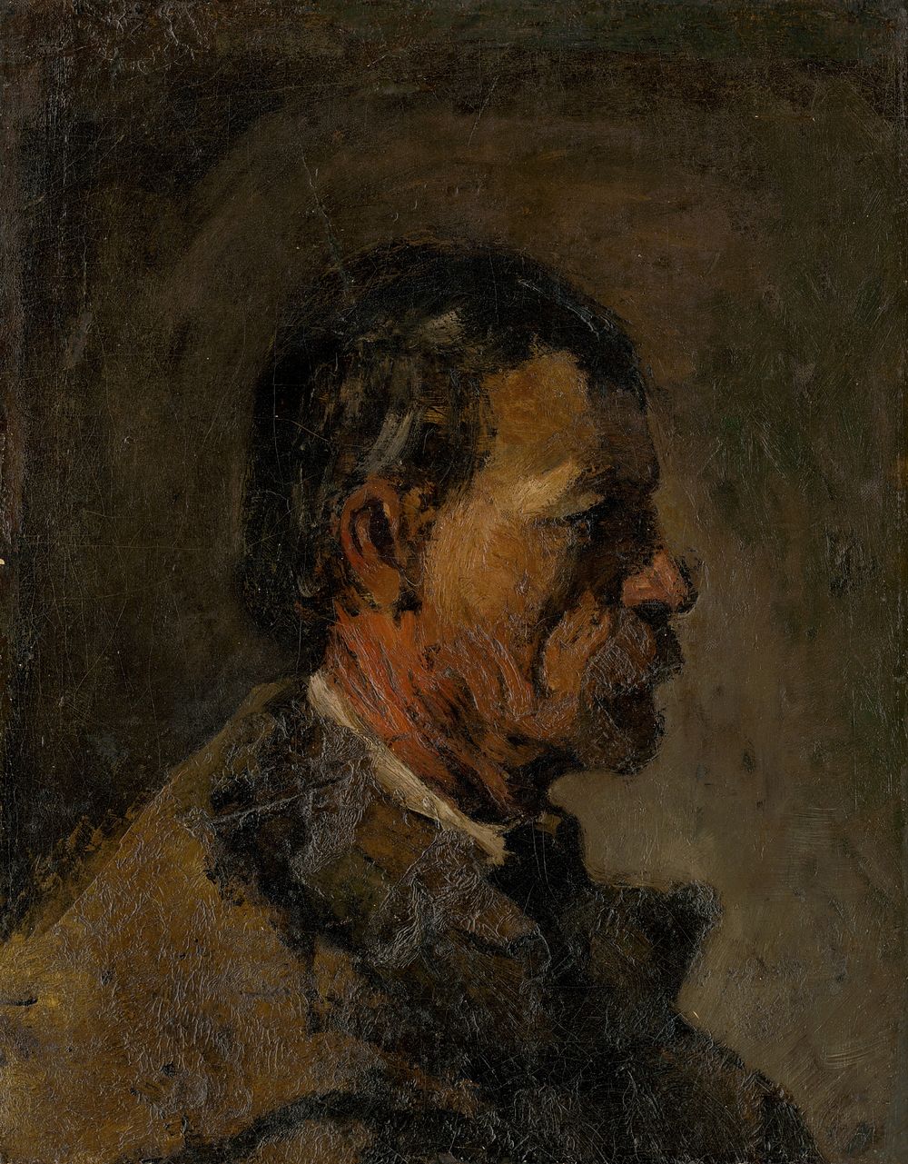 Older man with beard in profile by László Mednyánszky