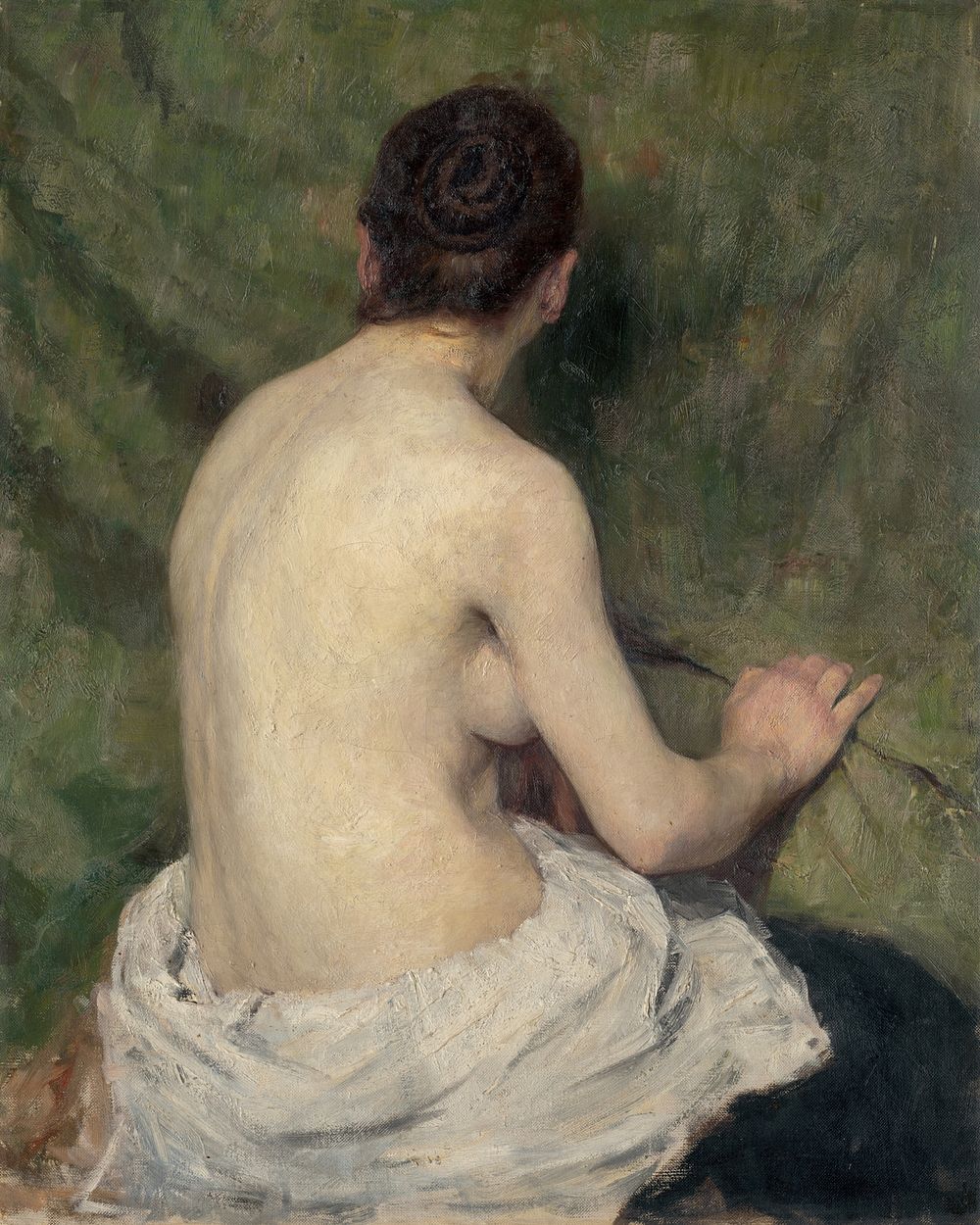Study of female nude by Jozef Hanula