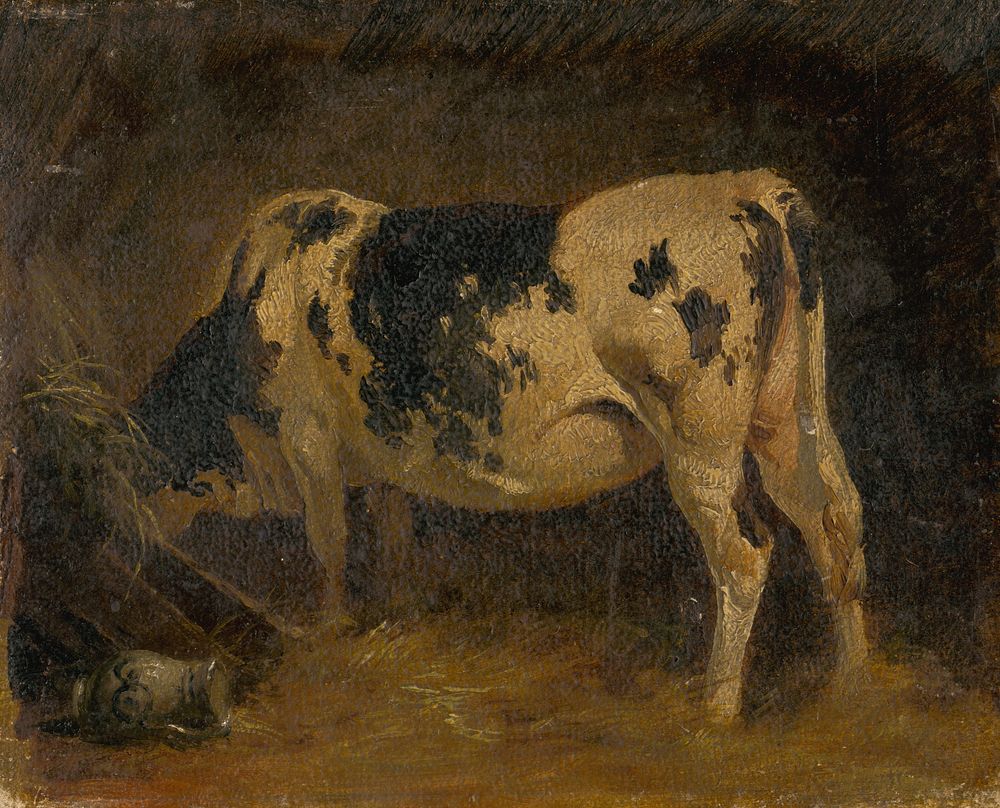 Cow in a barn, Friedrich Gauermann