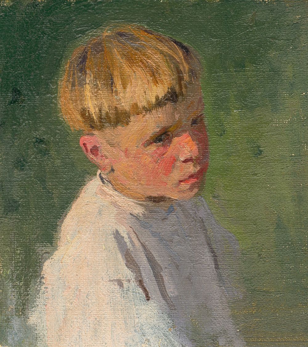 Head study of a seated boy, Teodor Zemplényi