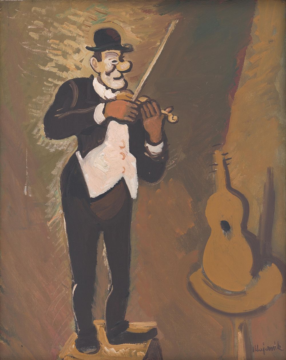 Clown playing the violin by Cyprián Majerník