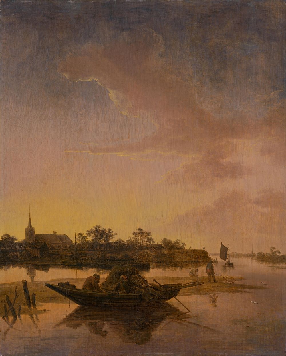 Water landscape with fishermen by Salomon Van Ruysdael