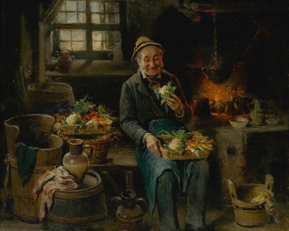 Old man in the kitchen, Hermann Armin Kern