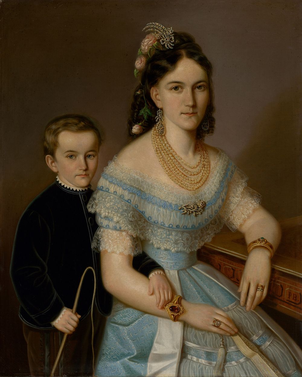 Portrait of ľudmila zmeškalová (nee pongráczová) with son jozef, Peter Michal Bohuň