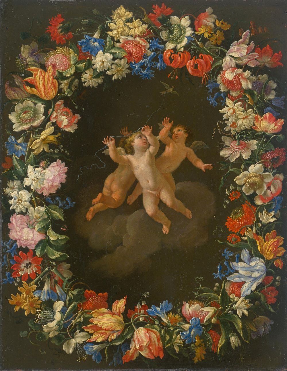 Angels in a flower wreath ii.