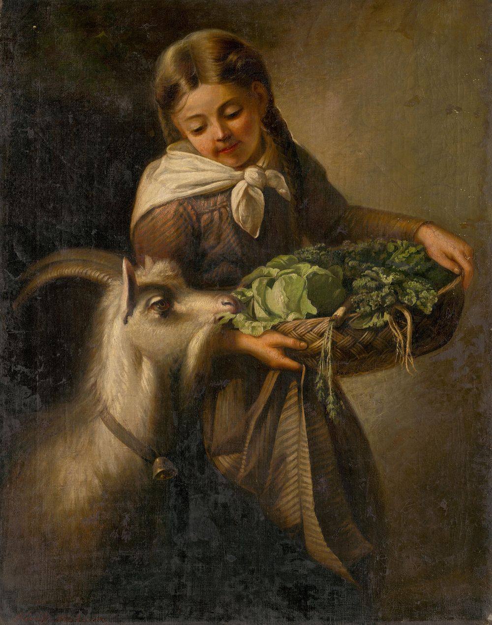 Girl with a goat, Imre R&eacute;v&eacute;sz