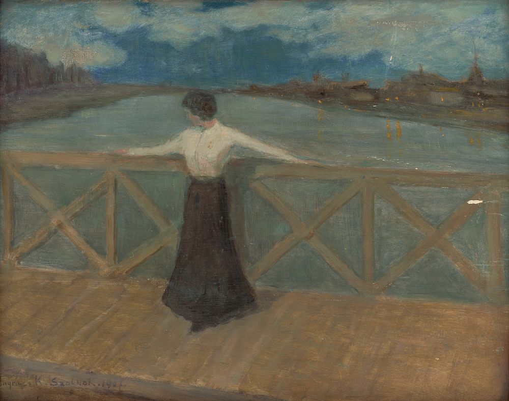 Woman on a bridge, Karol Pongrácz