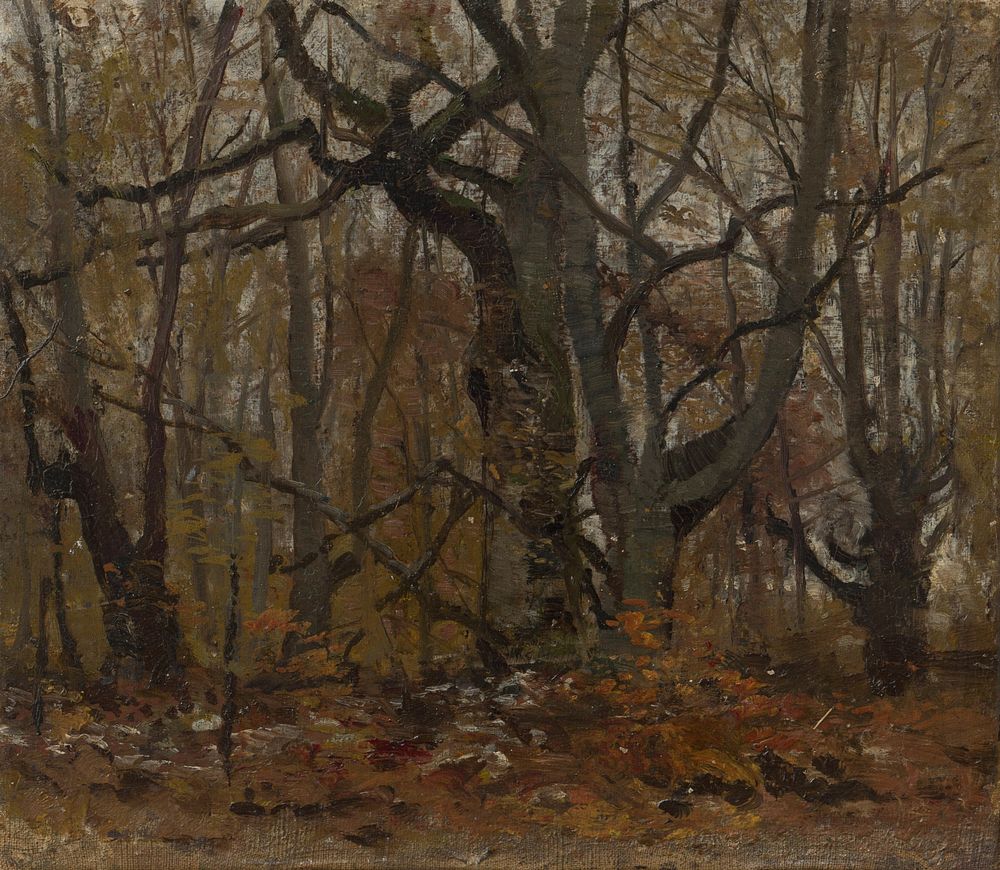 Autumn forest by László Mednyánszky