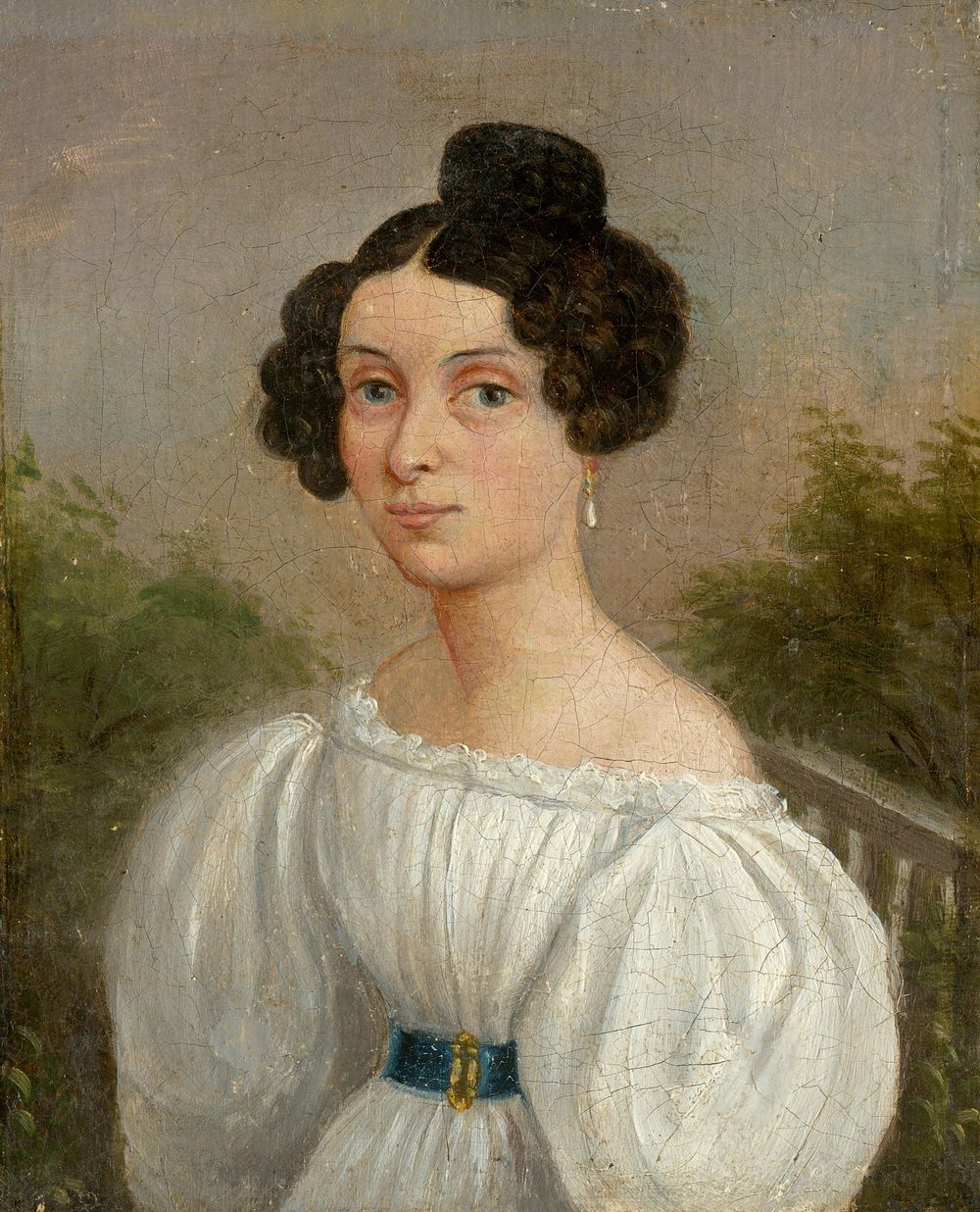 Portrait of a young woman in a white dress, Jozef Czauczik