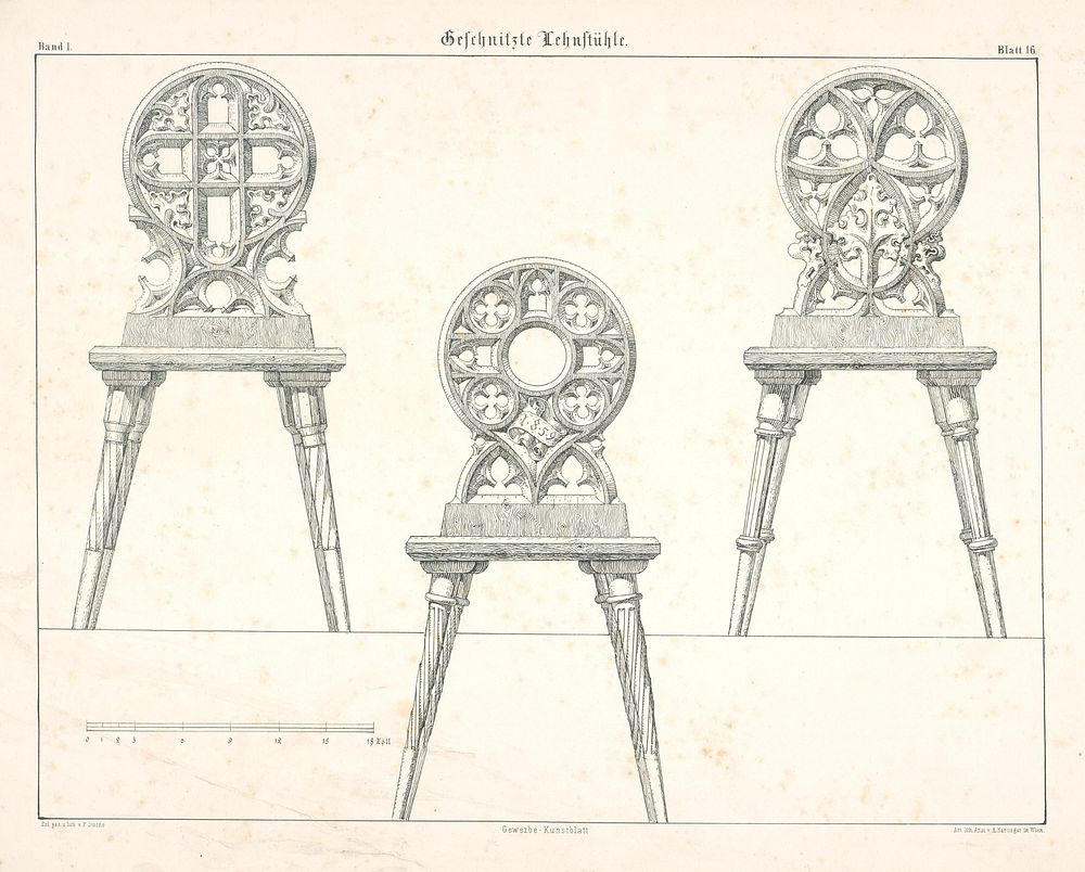 Carved chairs (from the cycle gewerbe kunstblatt)