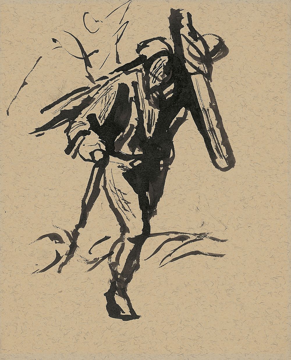 Old man carrying a cross