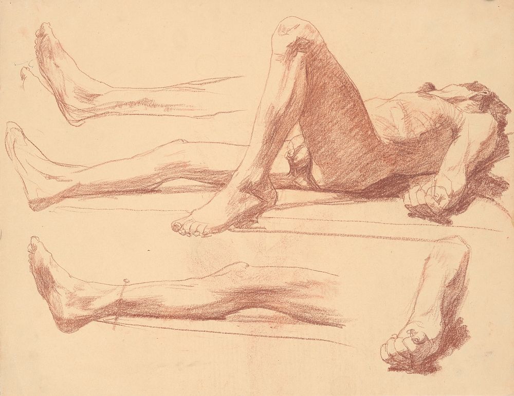 Reclining male nude by Jozef Hanula