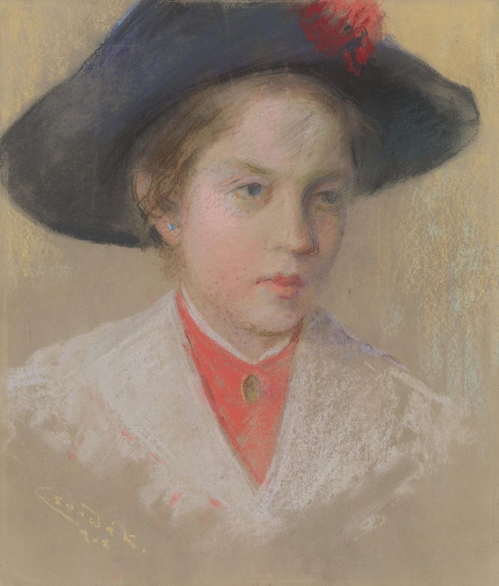 Portrait of artist's daughter palma by Lajos Csordák