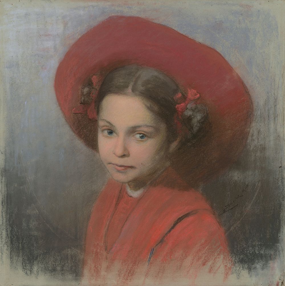 Portrait of artist's daughter georgina by Lajos Csordák