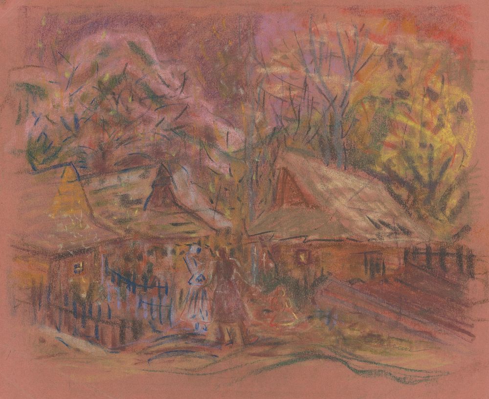 Village motif by Arnold Peter Weisz Kubínčan