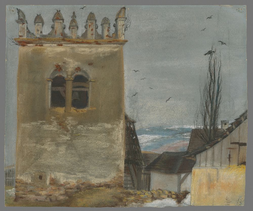 The belfry in guards by László Mednyánszky