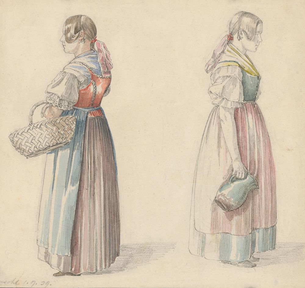 Study of two women with a jug and a basket, Karol ľudovít Libay