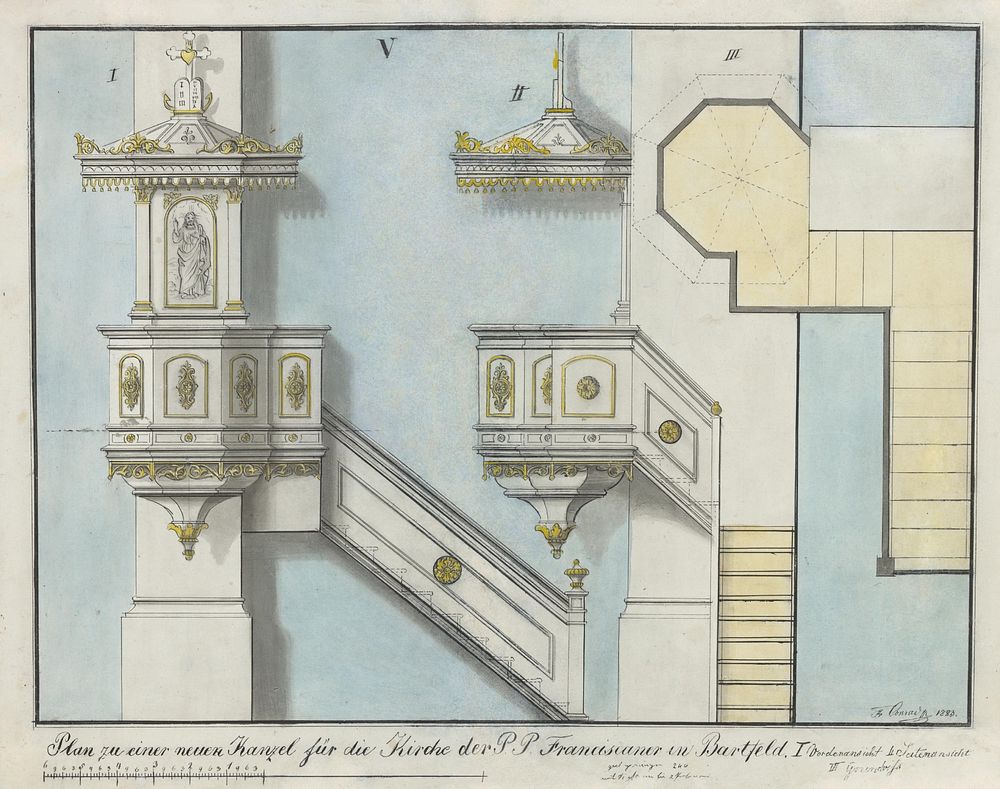 Proposal for a new pulpit for the franciscan church of st., Konrád Svestka