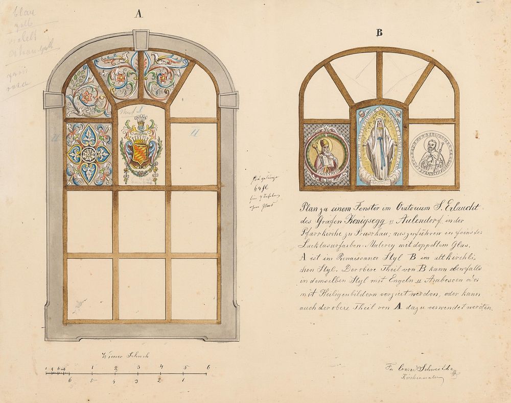 Design for church windows - stained glass, Konrád Svestka