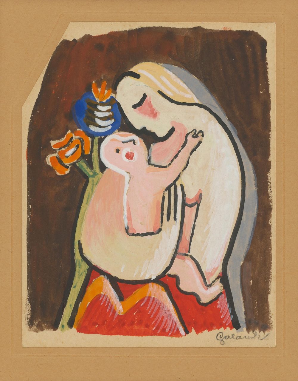 Mother and child with poppy by Mikuláš Galanda