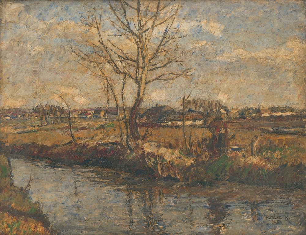 Landscape with a stream, Károly Kotász