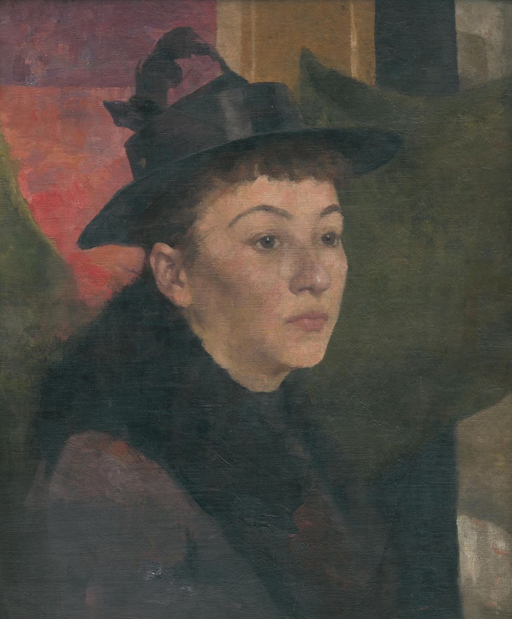 Portrait of a woman with a black hat, Ákos Aranyossa